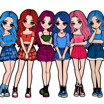 a group of girls realistic