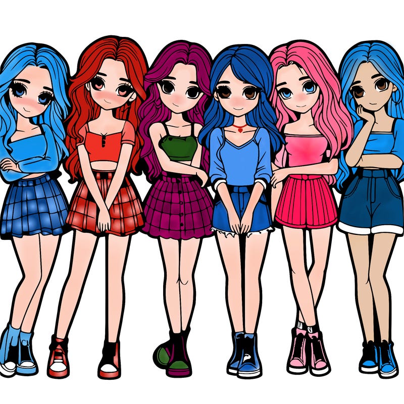 a group of girls realistic