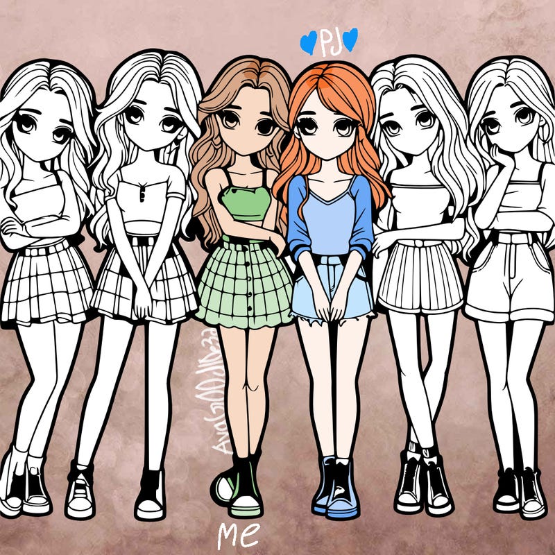 a group of girls realistic