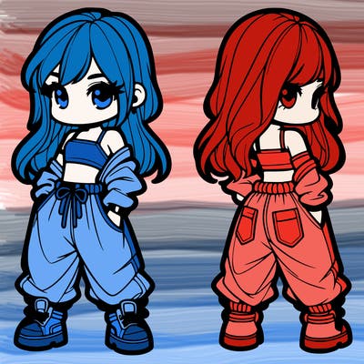 girl in crop top and baggy pants