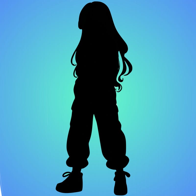 girl in baggy pants crop top and long hair