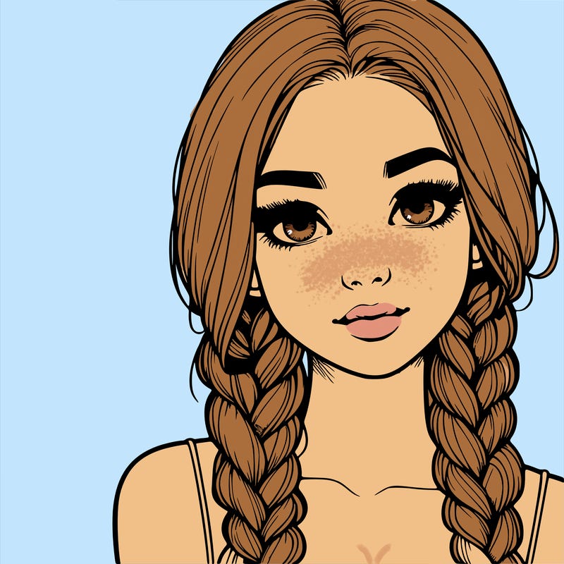 realistic girl with braids