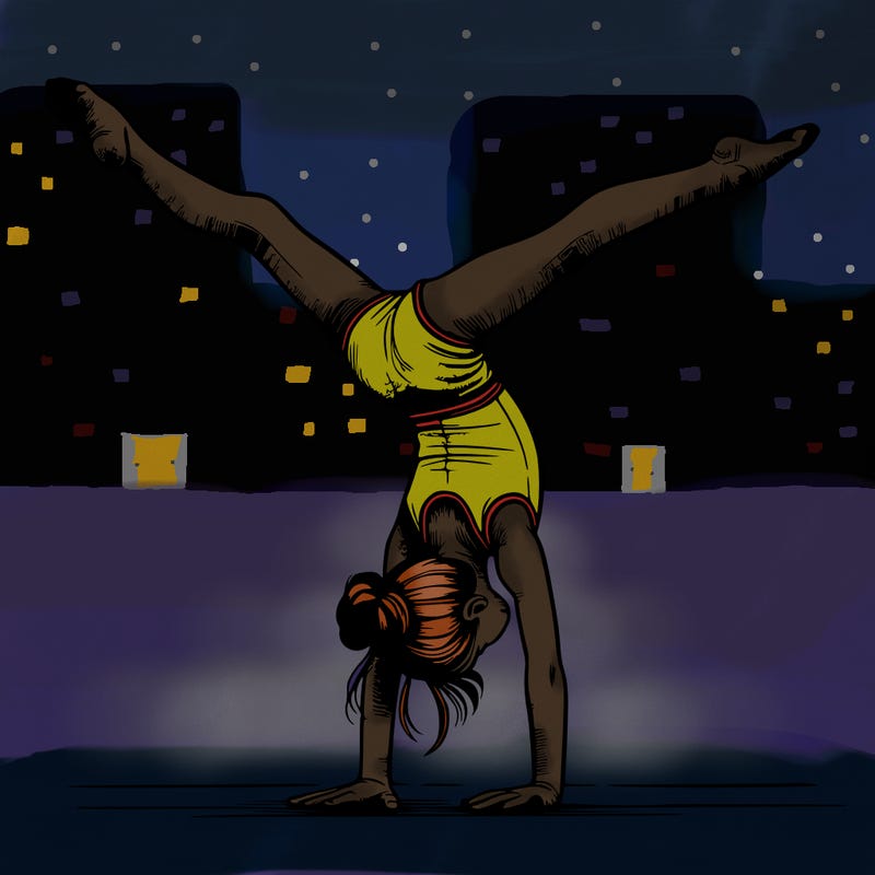 realistic gymnastic hand stand girl in four splits