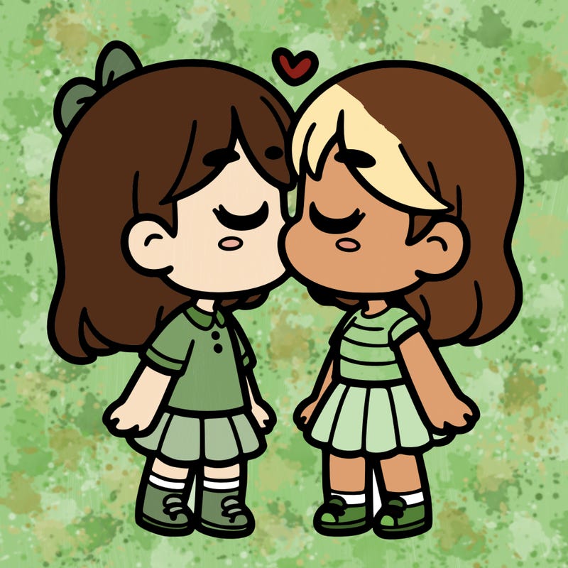 a girl and girl kissing