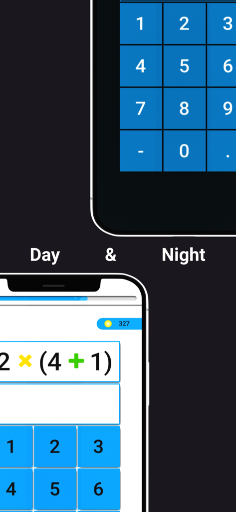 Day and night theme options for the Matix mental math app interface.