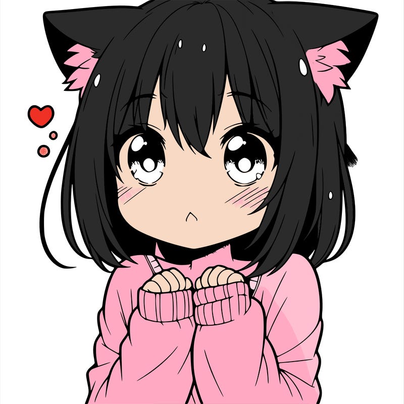 shy anime catgirl