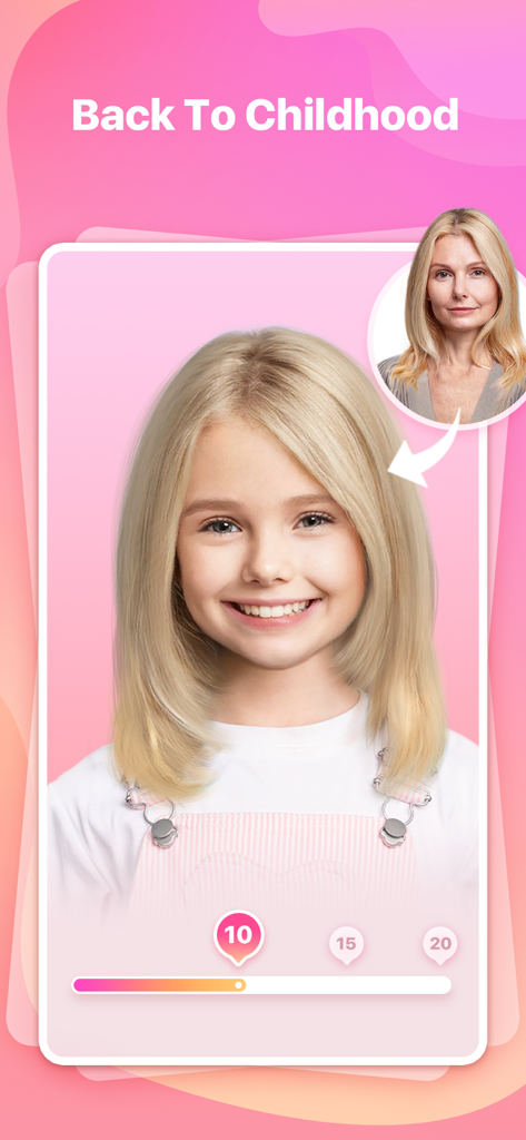 Comparison between an adult woman and her AI generated childhood version using the Ms Yvonne app