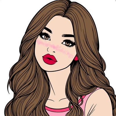 realistic girl with hair on her hair and lips