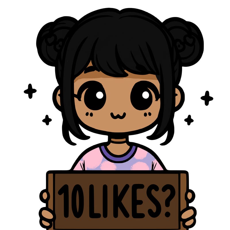 cute girl that is holding a sign that says 10 likes?