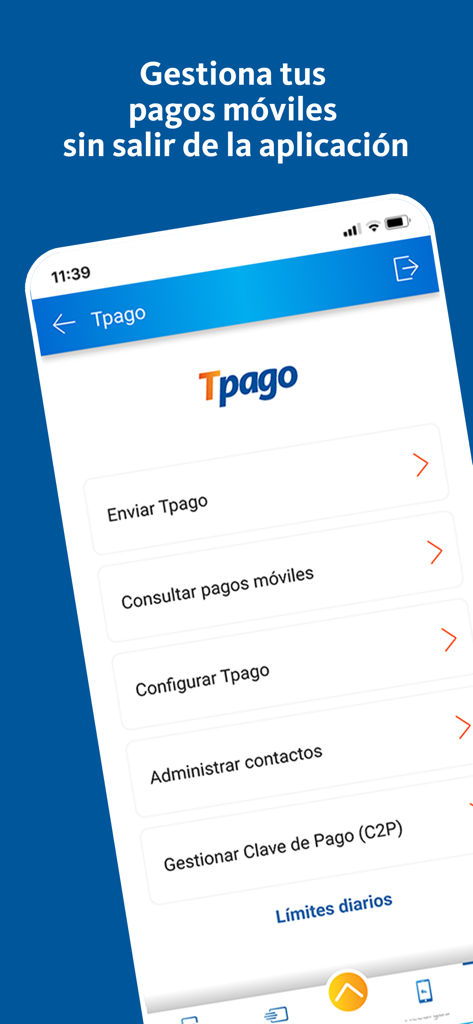 Mercantil Banco - Mercantil Banco app interface for Tpago mobile payments and money transfers