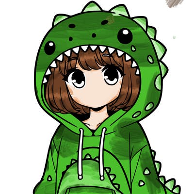 girl with dinosaur hoodie