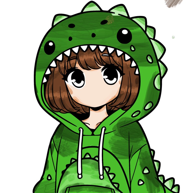 girl with dinosaur hoodie