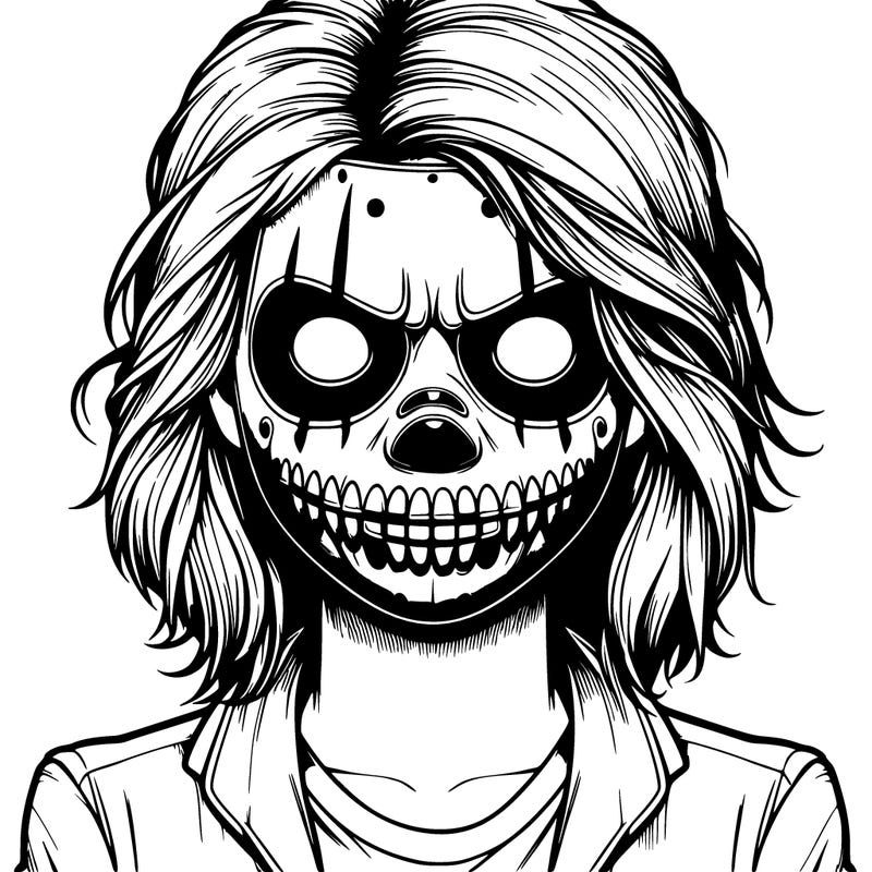 realistic girl with cool and scary mask on