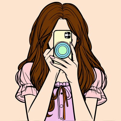 a realistic girl holding her phone taking pictures