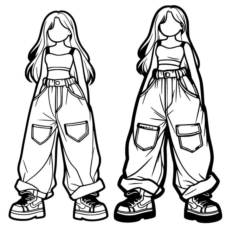 a girl with baggy jeans and crop top