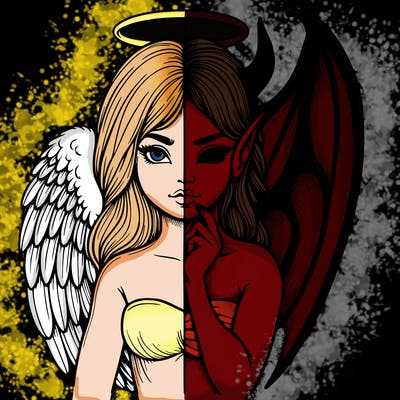 realistic angel half demon