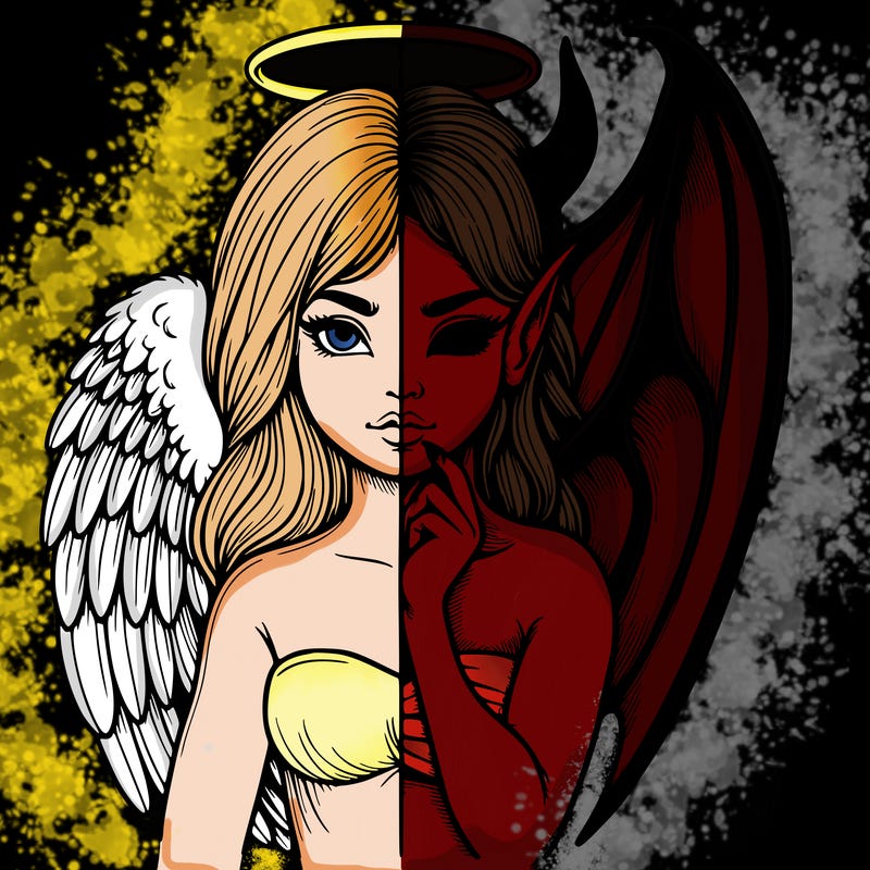 realistic angel half demon