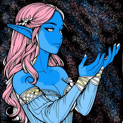 realistic elf girl doing magic