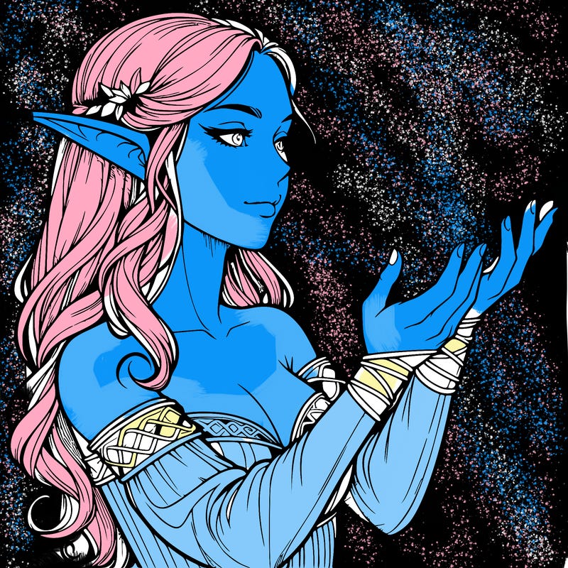 realistic elf girl doing magic