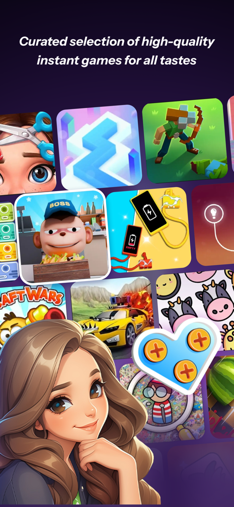 Una varietà di icone colorate di mini-giochi che presentano puzzle e giochi d'azione in Jolibox