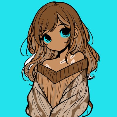 shy pretty girl wearing a sweater that is falling off one shoulder portrait