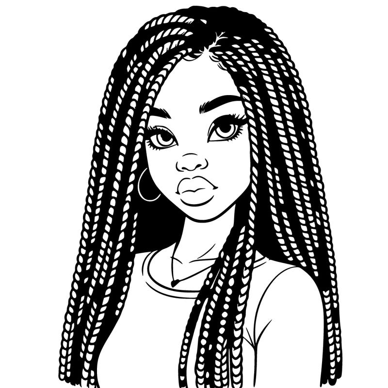a realistic black girl with braids