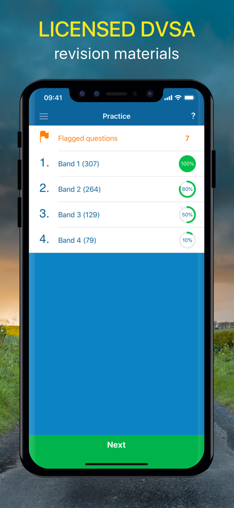 ADI Theory Test 2026 UK Kit - ADI Theory Test app practice screen showing question categories and completion progress for the UK driving instructor exam