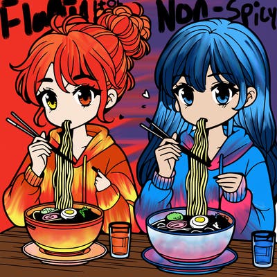 girls eating ramen