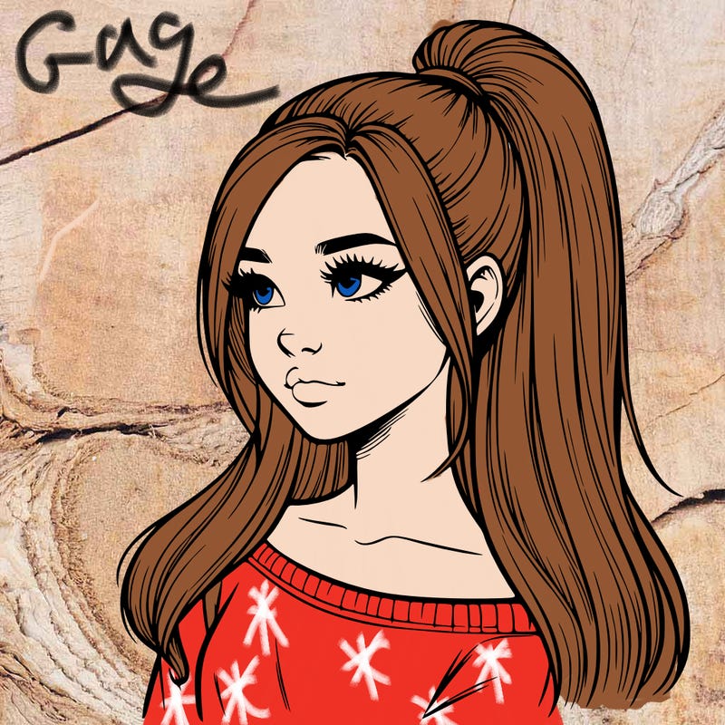 realistic girl with a high ponytail