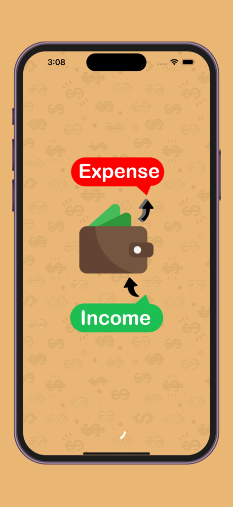 My Expense Manager and Tracker - A smartphone display showing a wallet icon with income and expense tracking bubbles.