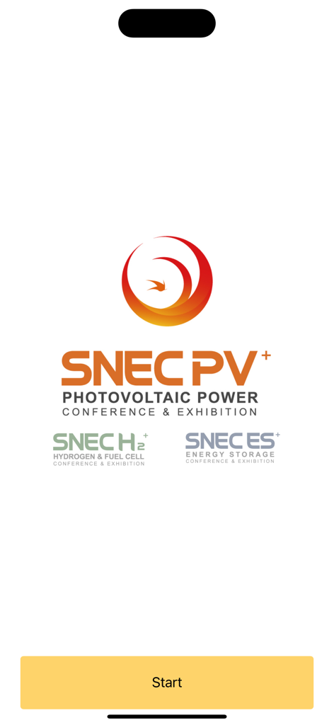 SNEC+ - Schermata iniziale dell'app SNEC plus con loghi di conferenze su fotovoltaico, idrogeno ed accumulo di energia