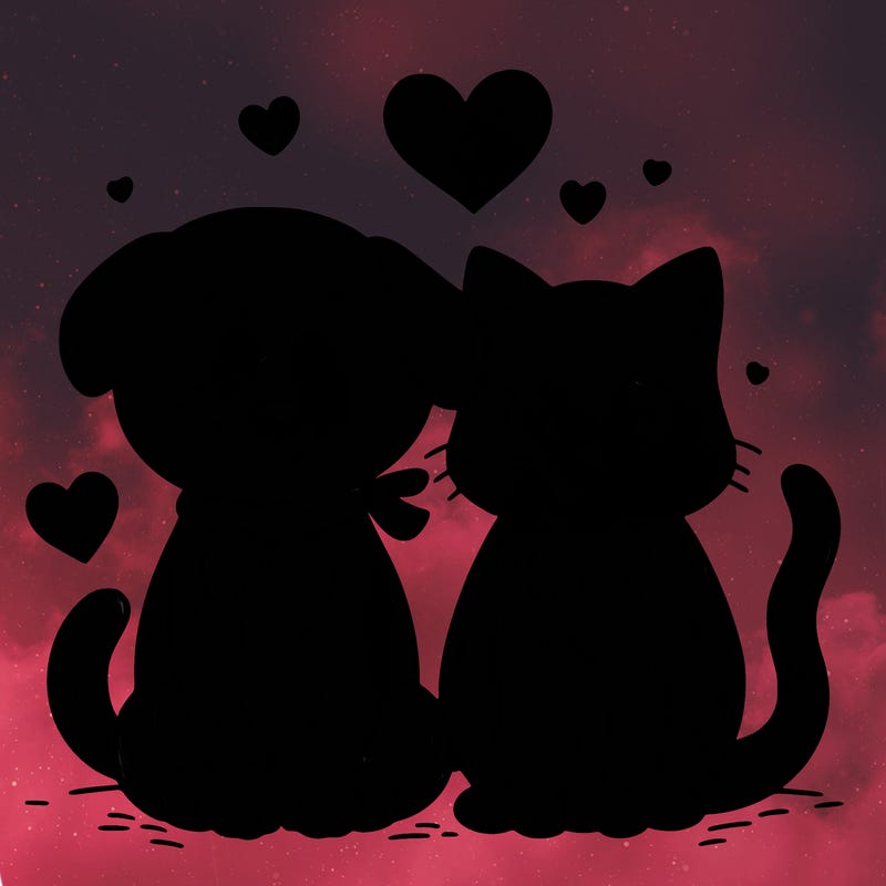 cat and dog with a heart