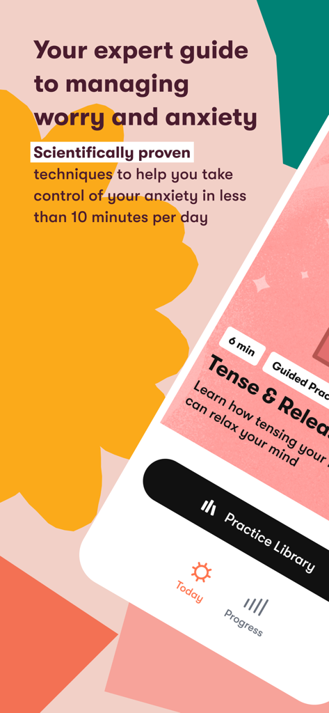 Daylight - Worry Less - Daylight app interface showing guided practices for managing worry and anxiety