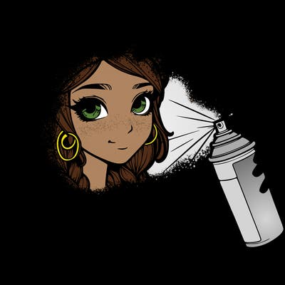 realistic girl spray painting