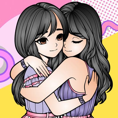 realistic girls hugging