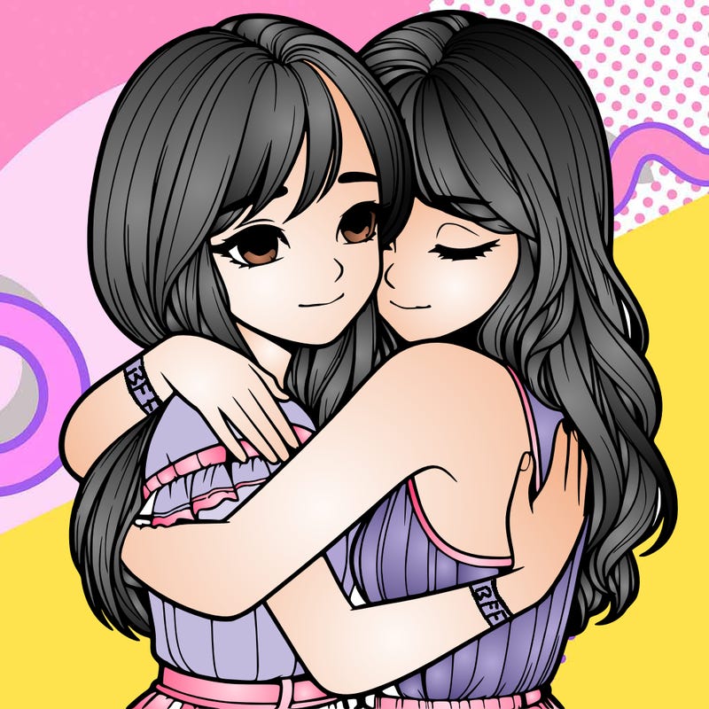 realistic girls hugging