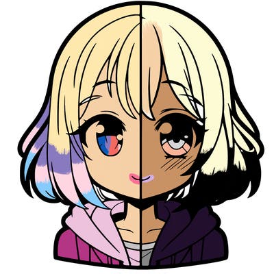 animated girl half anime