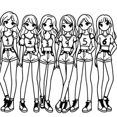 a group of girls wearing crop tops and shorts
