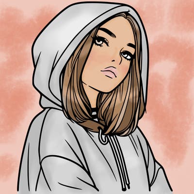 a realistic girl in a hoodie