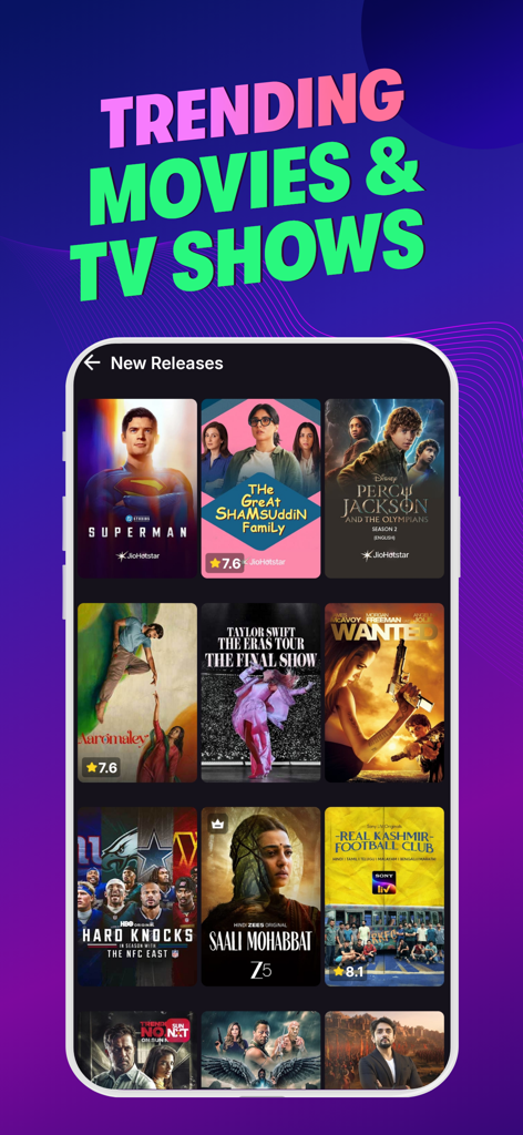 OTTplay - OTTplay app interface showing a selection of trending movies and TV shows from different streaming services