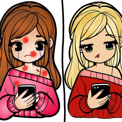 a girl holding a phone texting