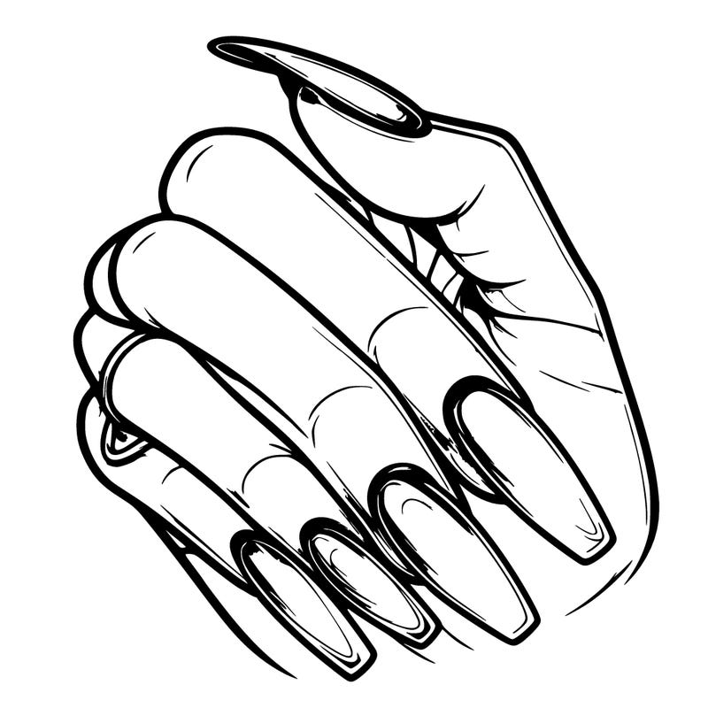 realistic girls hand with acrylic nails