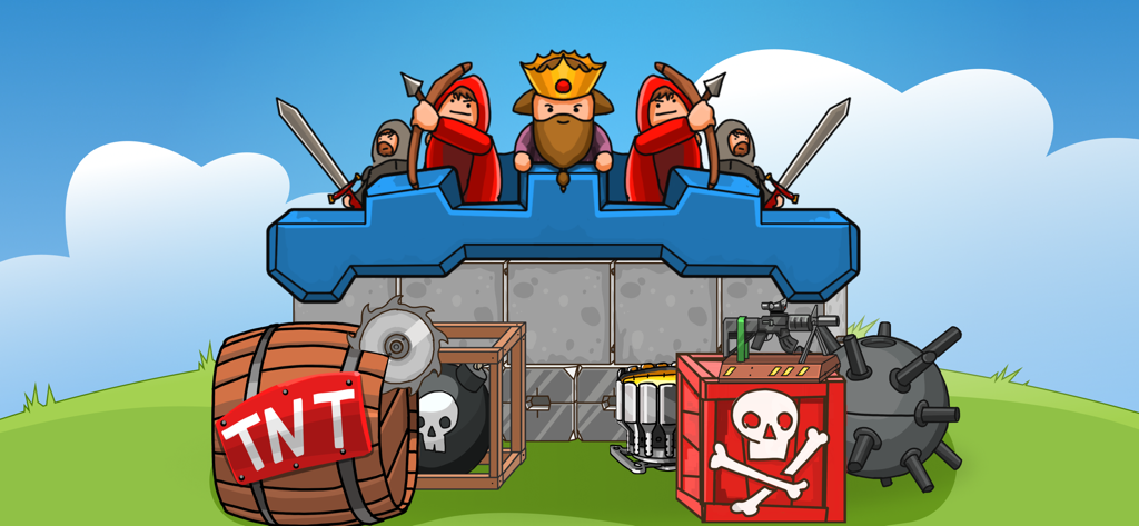 AutoWar: Evolution of Engines - Medieval king and soldiers with diverse combat and weapon parts for vehicle construction