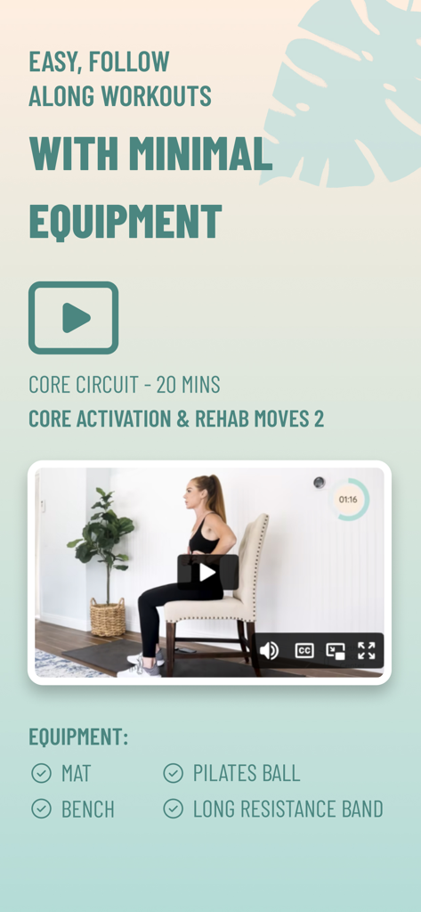 Birth Recovery Center - A woman performing a postpartum core activation and rehab workout video using a chair