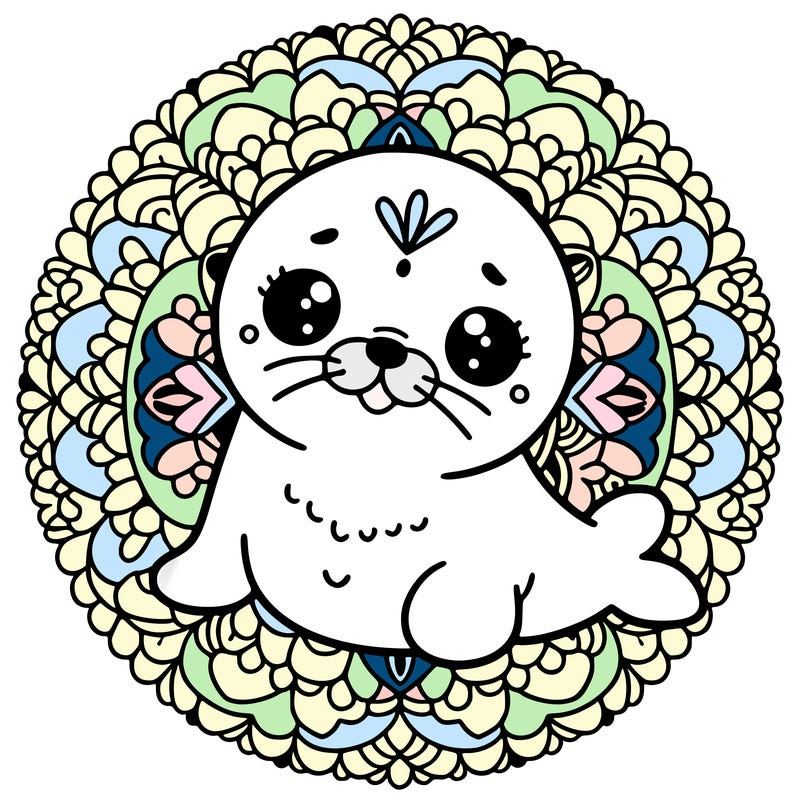 a cute baby seal mandala
