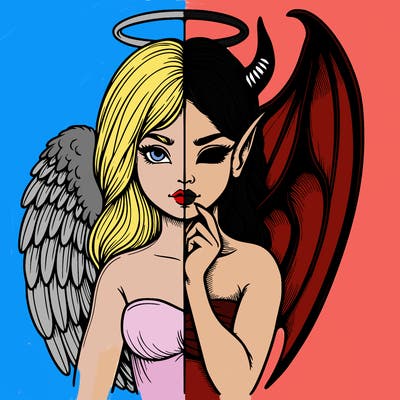 realistic angel half demon