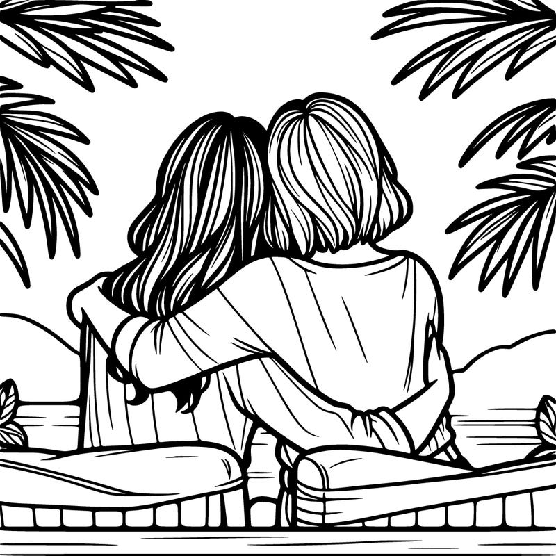 best friends hugging view from behind