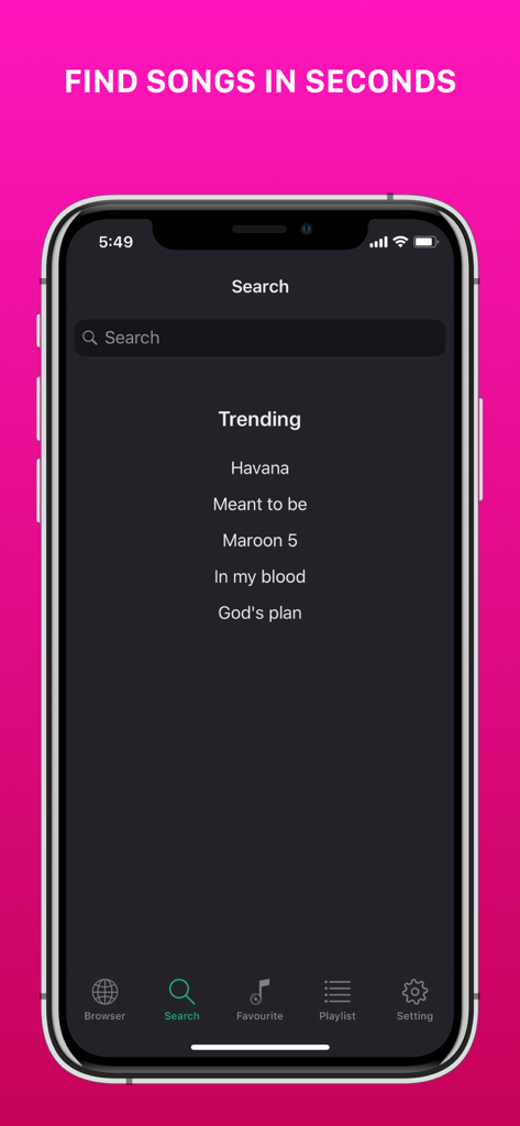 Music on Topアプリの検索画面にトレンドの曲タイトルを表示