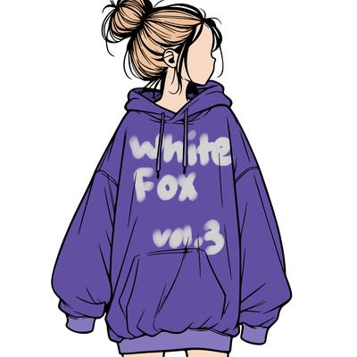 realistic girl with a oversized sweatshirt on and a bun