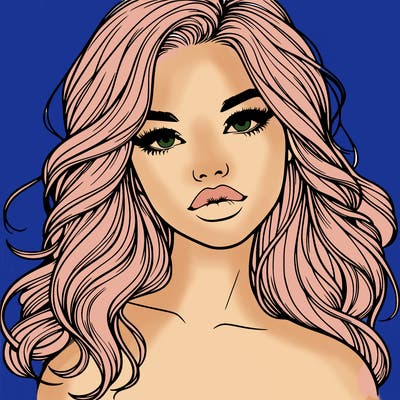realistic girl with hair and lips
